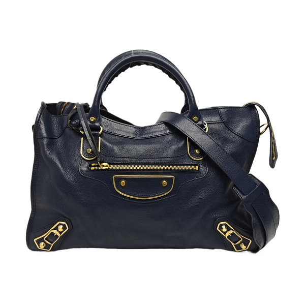 Classic Metallic Edge City Medium Lambskin Blue