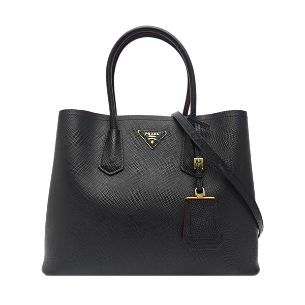 Double Medium Saffiano Calfskin Black