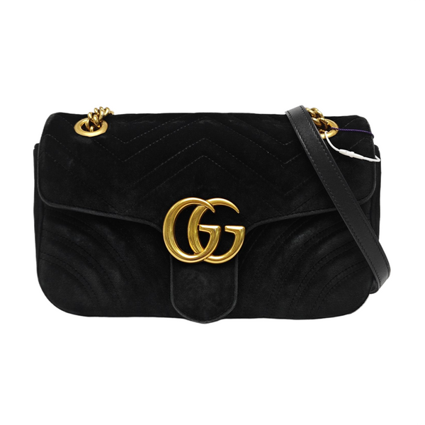 GG Marmont Medium Quilted Velvet Black