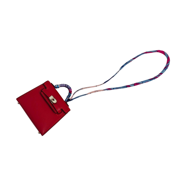 Leather Bag Charm Red
