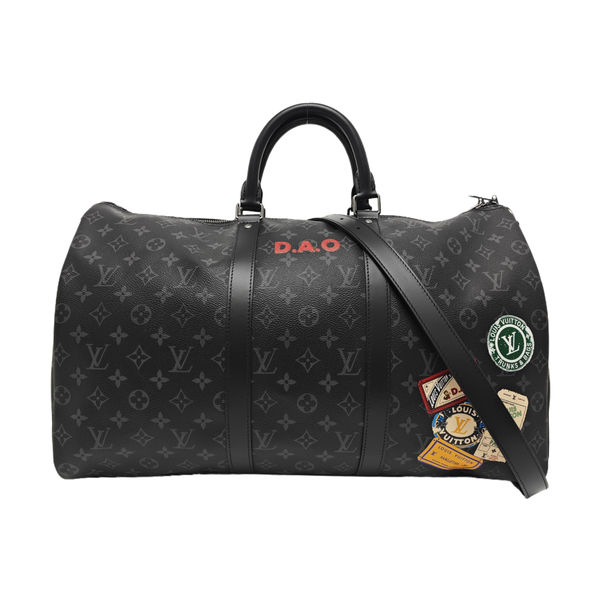 KEEPALL 50 Damier Graphite Coated Canvas Black