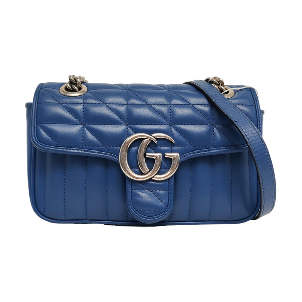 GG Marmont Small Quilted Calfskin Blue