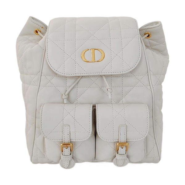 Dior Caro Medium Cannage Lambskin White