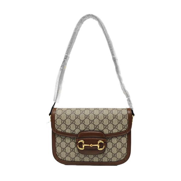 Horsebit 1955 Medium Monogram Coated Canvas Beige