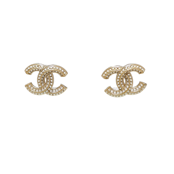 CC Logo Metal Gold Stud Earrings