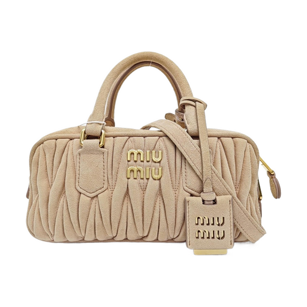 Arcadie Matelassé Small Quilted Suede Pink