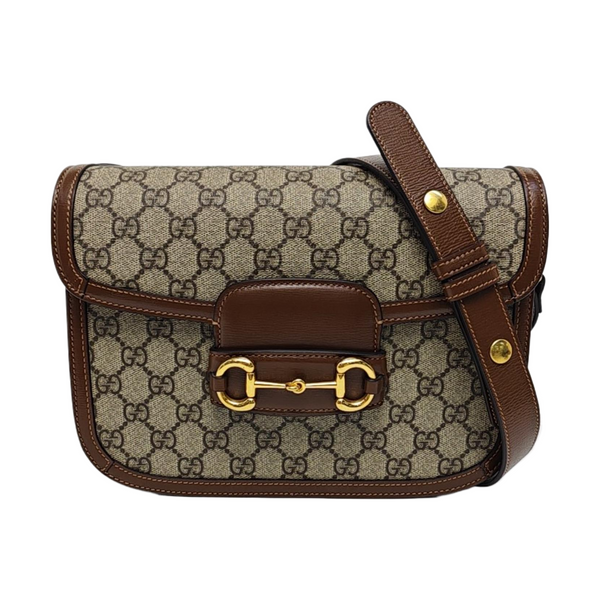 Horsebit 1955 Medium Monogram Coated Canvas Beige