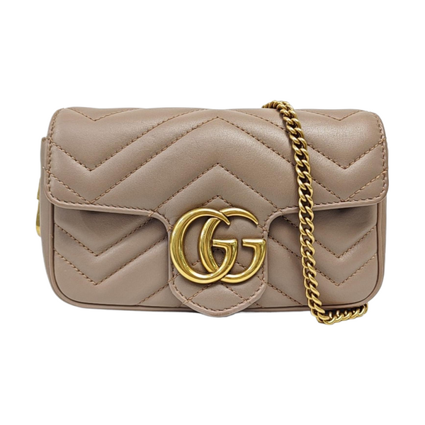 GG Marmont Mini Quilted Calfskin Beige