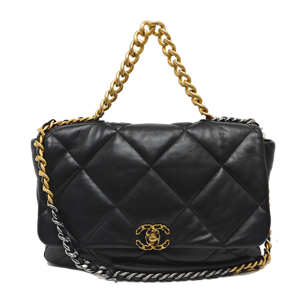 CHANEL 19 Maxi Quilted Calfskin Black