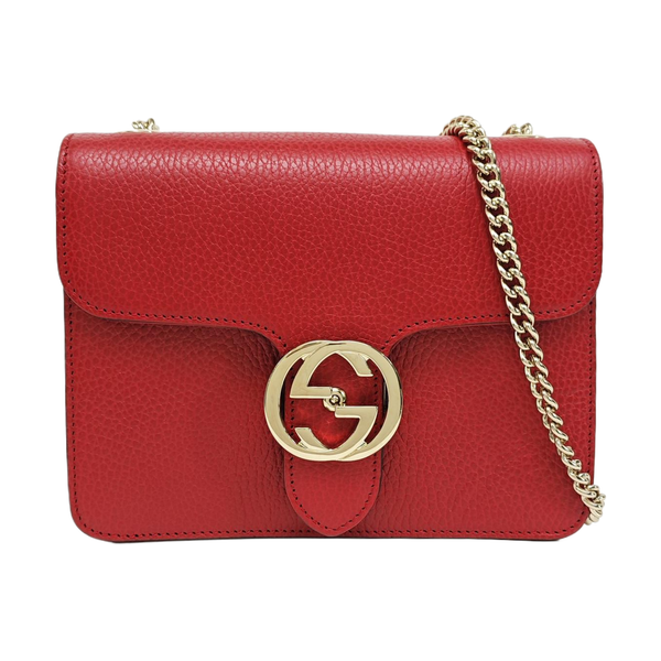 Interlocking G Small Calfskin Red