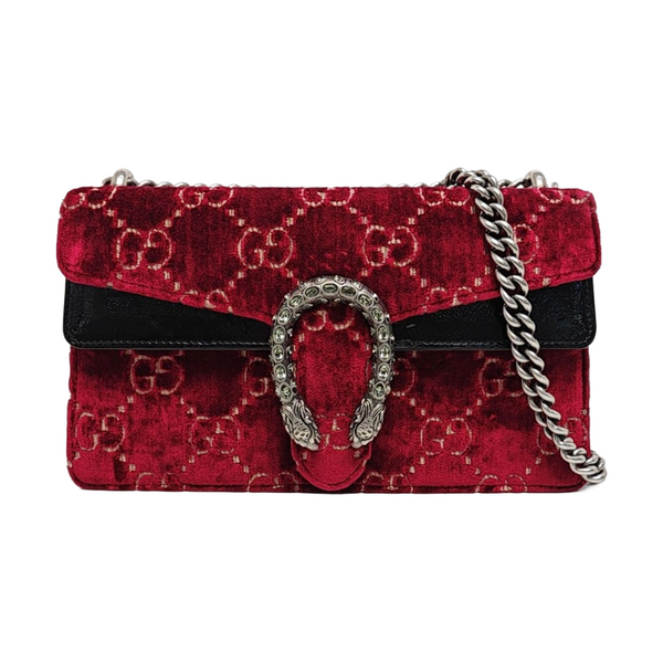 Dionysus Small Monogram Velvet Red