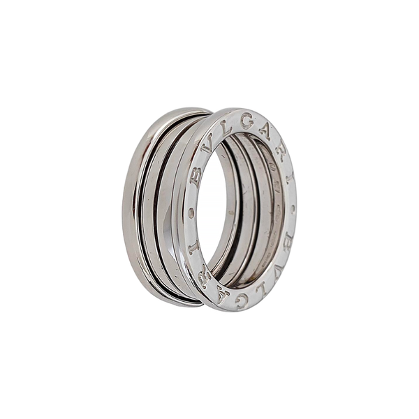 B.ZERO1 18k White Gold Silver Ring EU 50