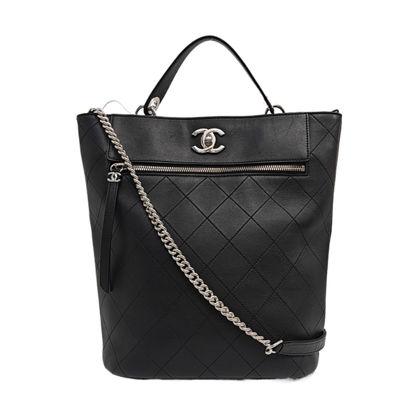 Quilted Calfskin Bucket Bag Black
