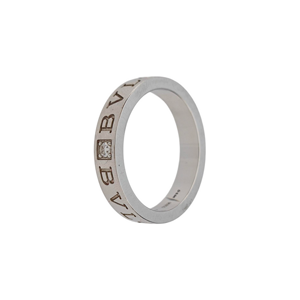 B.ZERO1 18k White Gold Silver Ring EU 57