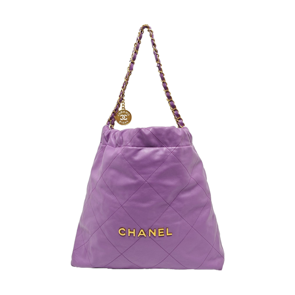 CHANEL 22 Medium Quilted Calfskin Purple