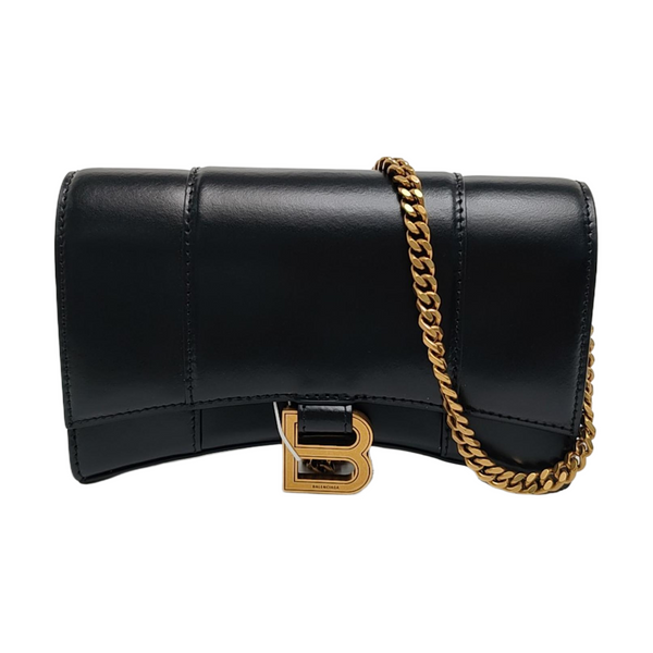 Hourglass Wallet On Chain Mini Calfskin Black