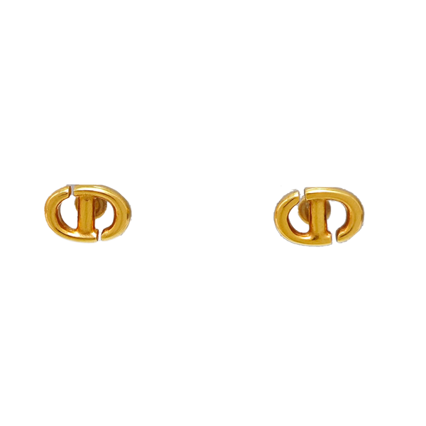 CD Navy Metal Gold Stud Earrings