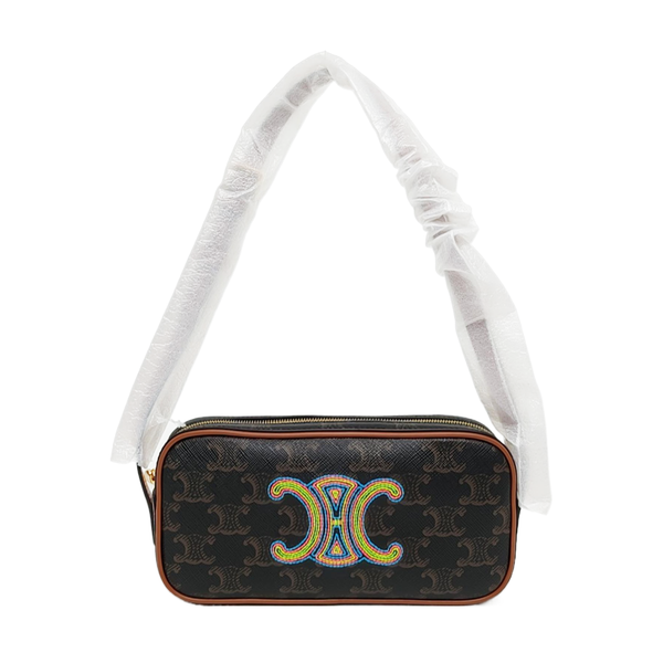Coated Canvas Shoulder Bag Mini Brown