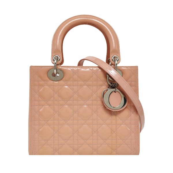 Lady Dior Medium Cannage Patent Leather Pink