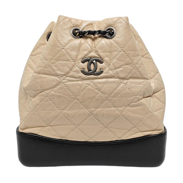GABRIELLE Small Quilted Calfskin Beige
