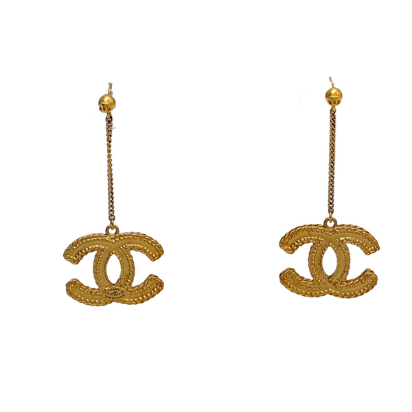 CC Logo Metal Gold Stud Earrings
