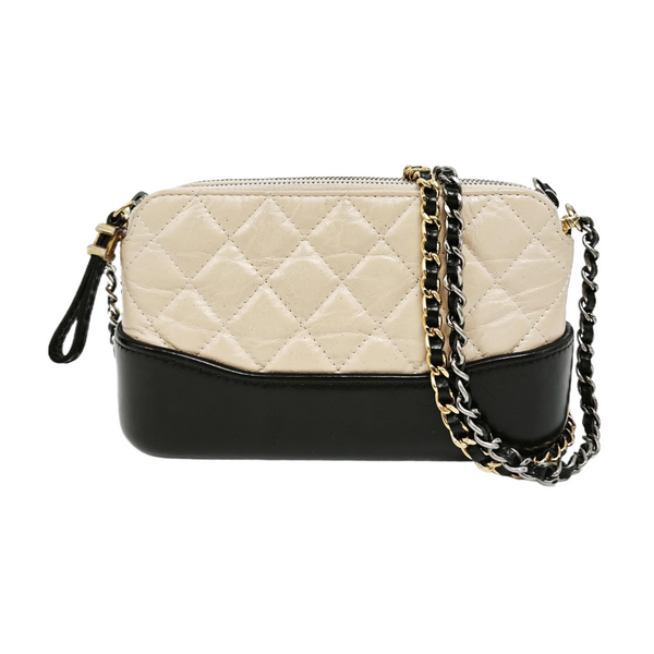 Authenticated pre-owned GABRIELLE Mini Quilted Calfskin Beige - Shoulder Bag at Looply