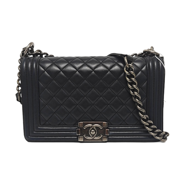 BOY CHANEL Medium Quilted Lambskin Black