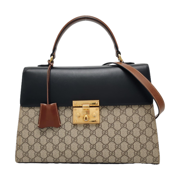 Padlock Medium Monogram Coated Canvas Beige