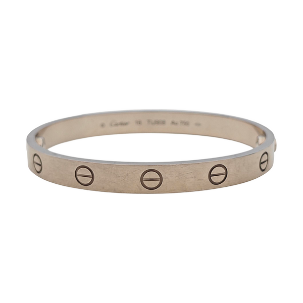 LOVE 18k White Gold Silver Bangle