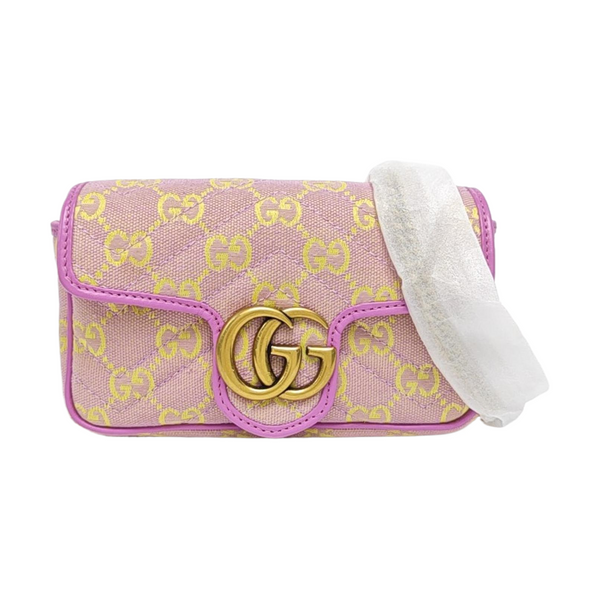 GG Marmont Mini Quilted, Monogram Canvas Pink