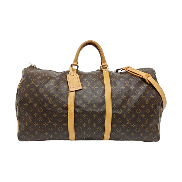 KEEPALL 60 Monogram Coated Canvas Brown
