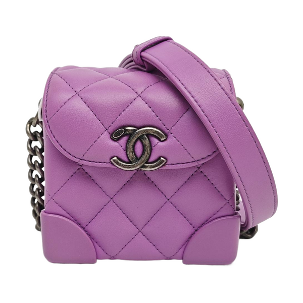 Quilted Calfskin Shoulder Bag Mini Purple