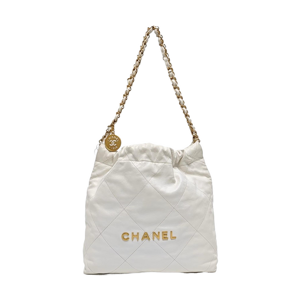 CHANEL 22 Small Quilted Calfskin White