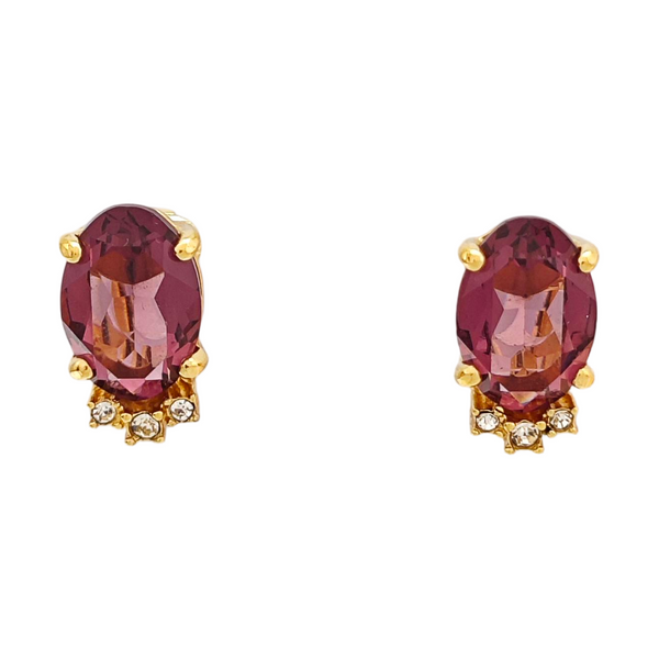 Metal Purple Clip On Earrings