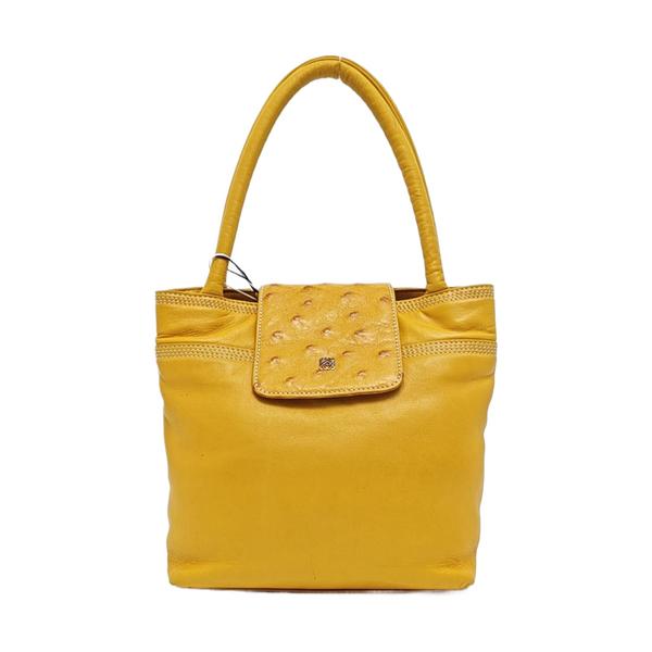 Leather Top Handle Bag Yellow