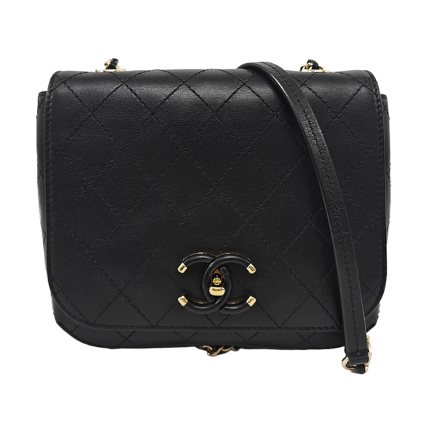Quilted Calfskin Shoulder Bag Black