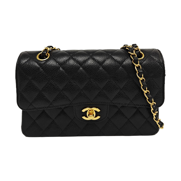 CLASSIC FLAP Small Quilted Grained Calfskin Black