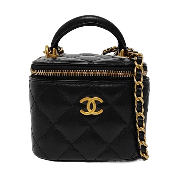 VANITY CASE Mini Quilted Lambskin Black