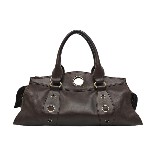Calfskin Top Handle Bag Brown