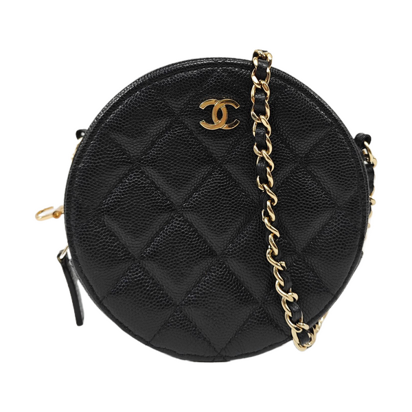 ROUND Quilted Grained Calfskin Black