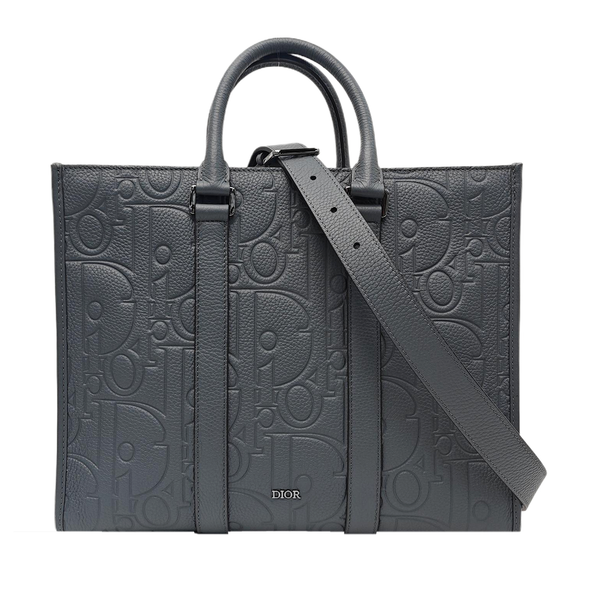 East/west Satchel Oblique Calfskin Gray