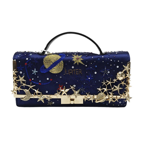 Silk Satin Top Handle Bag Blue