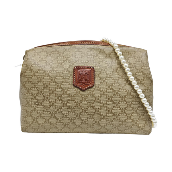 Coated Canvas Clutch Beige