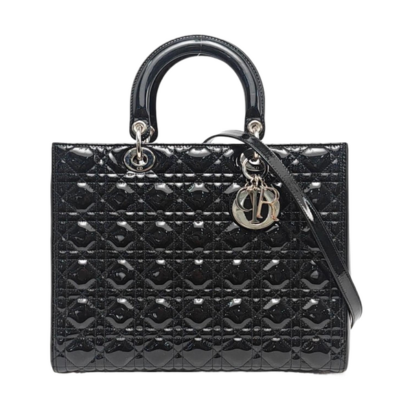 Lady Dior Large Cannage Patent Leather Black