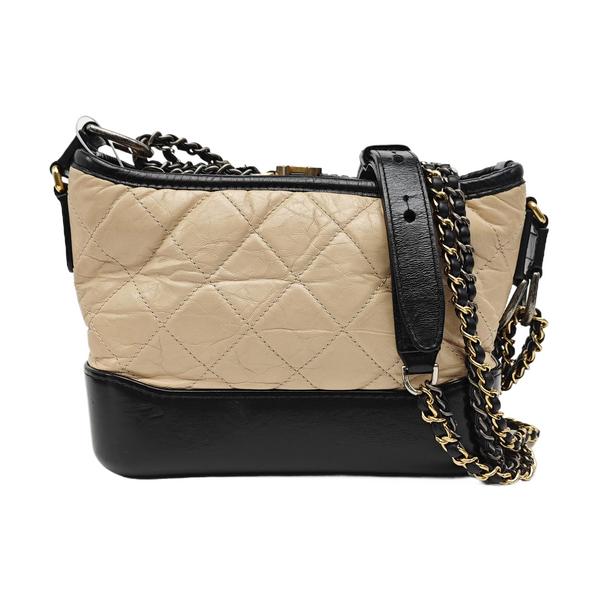GABRIELLE Small Quilted Calfskin Beige