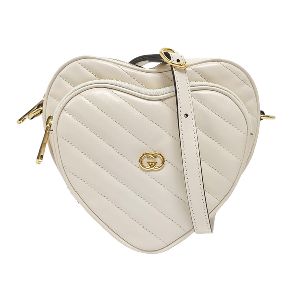 GG Marmont Small Quilted Calfskin White