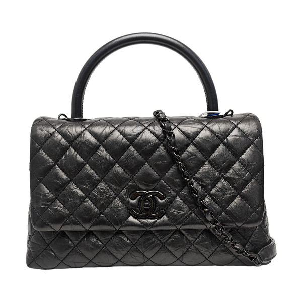 COCO HANDLE Medium Quilted Calfskin Gray