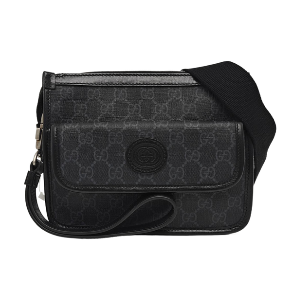 Monogram Coated Canvas Shoulder Bag Black