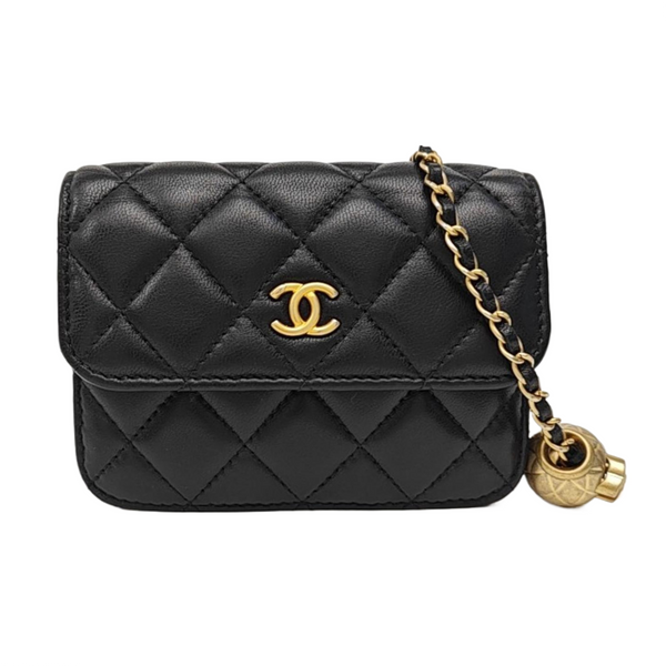 Quilted Lambskin Shoulder Bag Black