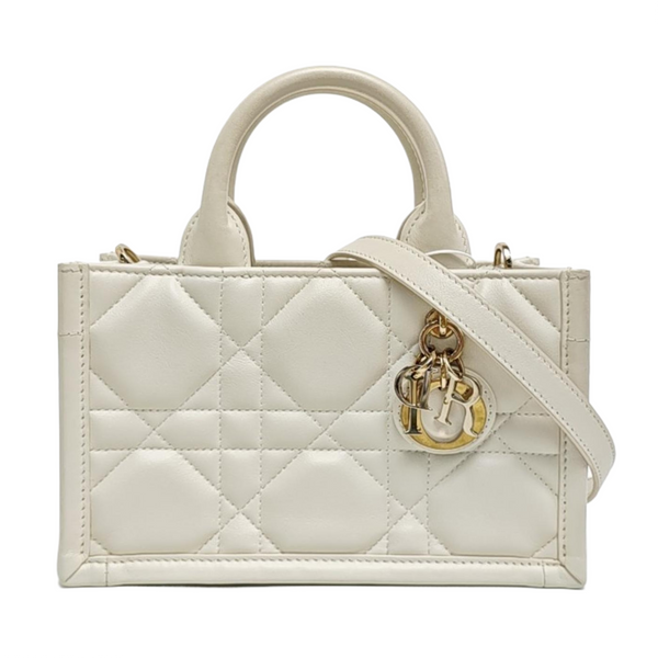 Book Tote Mini Cannage Calfskin White